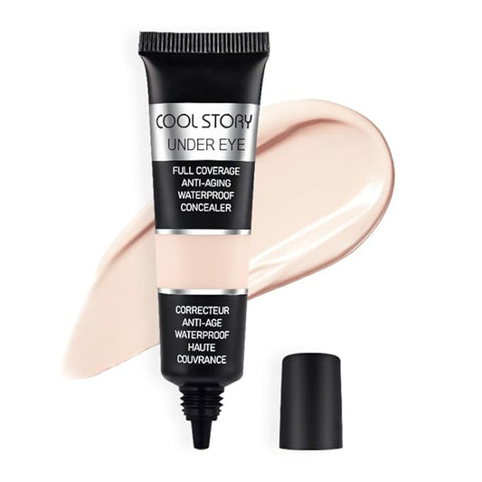 Pro Under Eye Full Coverage Liquid Concealer to Cover Dark Circles, Scars, Redness, Spots, Fine Lines, Corrector Anti-Aging Natural Finish, Moistening Smooth Cream, Waterproof 0.4 fl oz - Light#