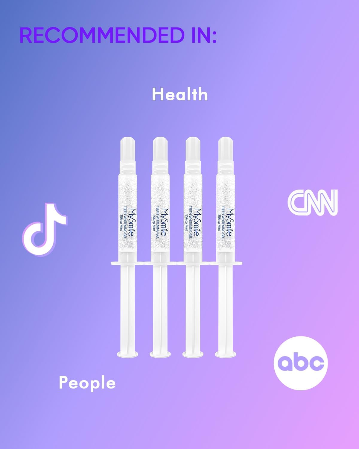 MySmile 4Pcs 35% Non-Sensitive Teeth Whitening Gel Refill Pack Kit for Whitening Teeth - Effective Painless Carbamide Peroxide Enamel Safety Mint Flavor Teeth Whitener(Not Include LED Mouth Tray)