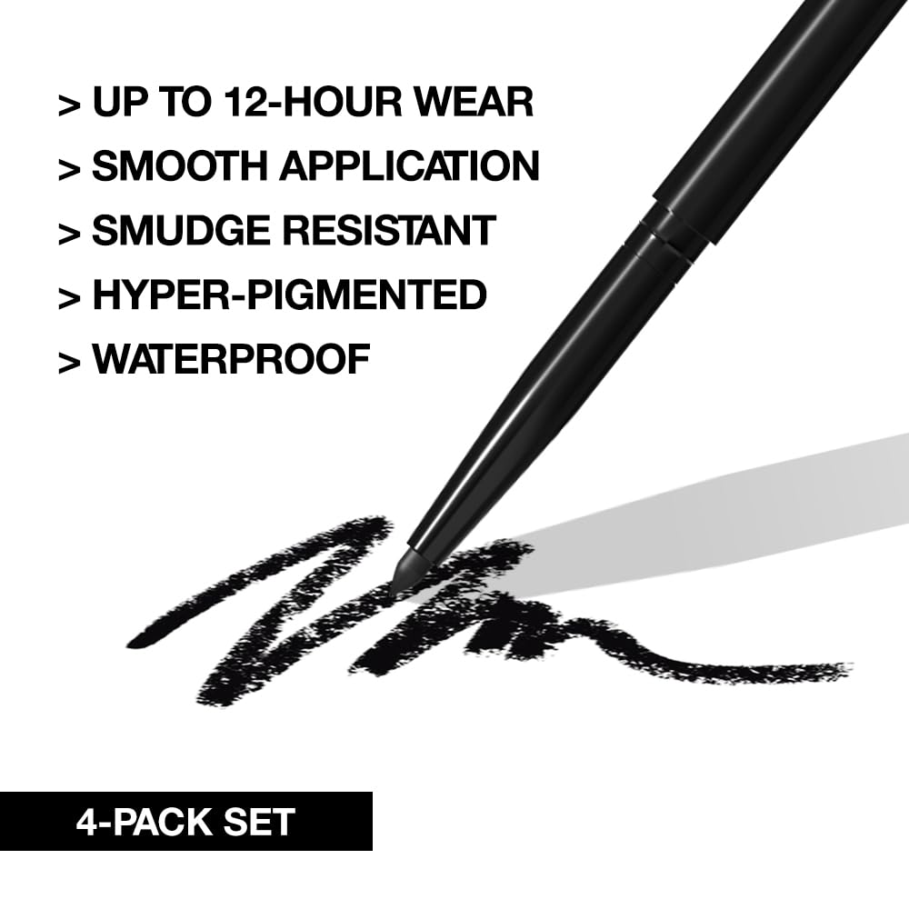 evpct 4Pcs White Blue Eyeliner Pencils Set for Eyes, Black Brown Eye Liner Pencil Makeup Waterproof Smudge Proof, Colored Gel Waterline Eyeliner Liquid, Face Eye Paint Stick Lipstick Halloween Makeup