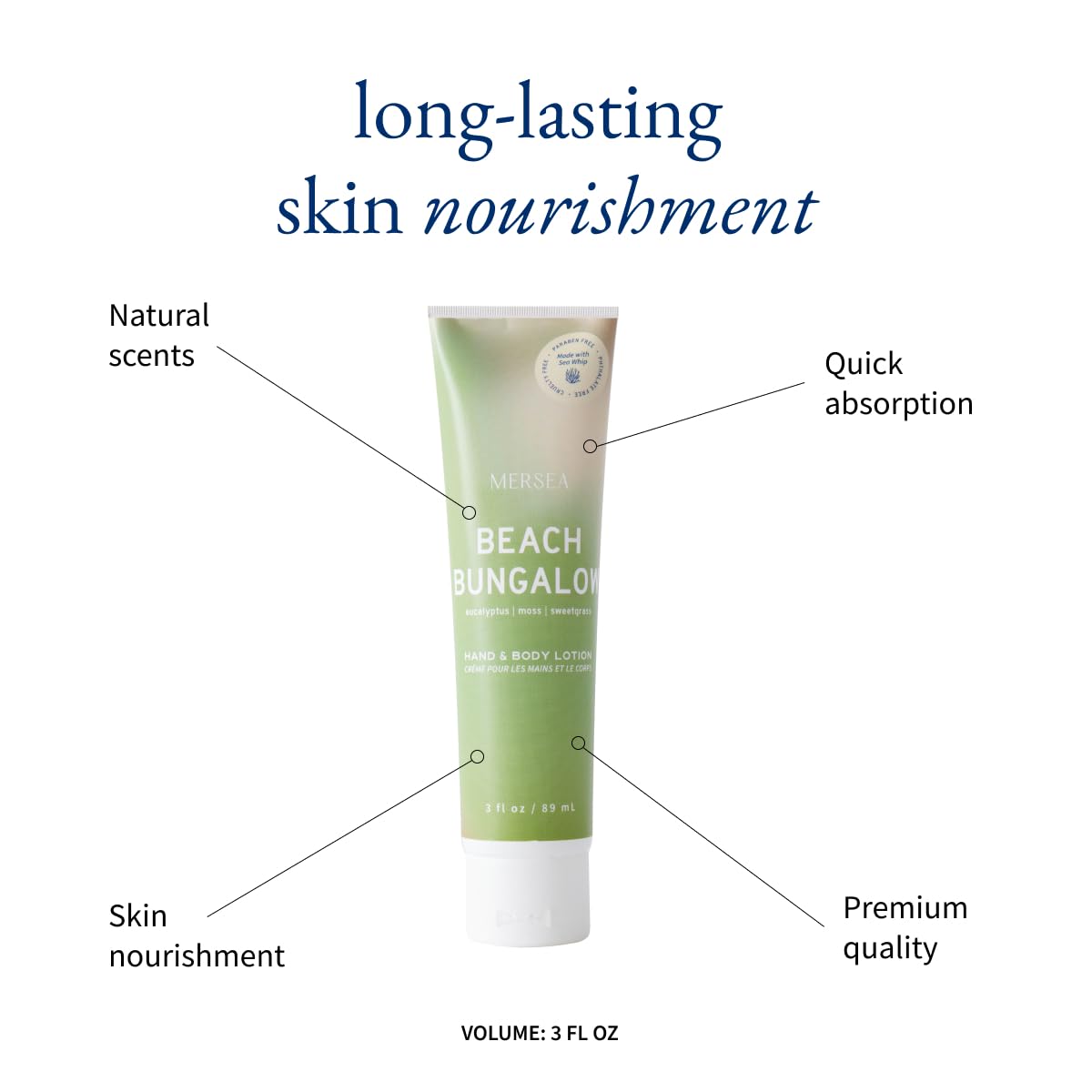 MERSEA Beach Bungalow Sea Whip Hand and Body Lotion, Scented Travel Lotion (3 oz)