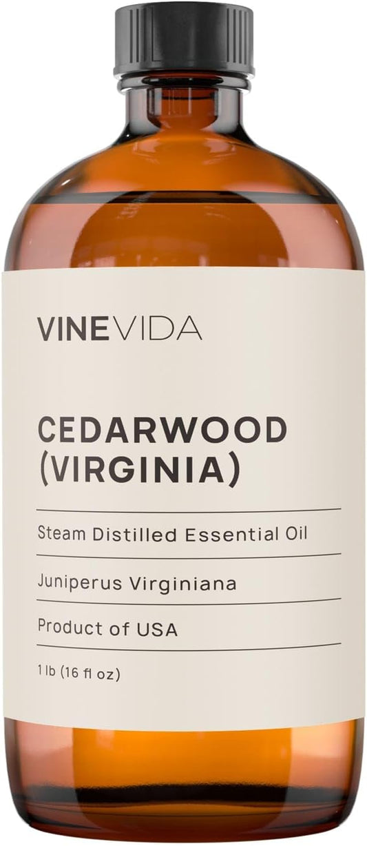 VINEVIDA Cedarwood (Virginia) Essential Oil 16 oz - Undiluted Candle Oil Scent for DIY Candlemaking - Bulk Essential Oil