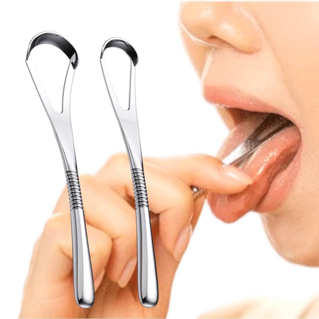 IBANCOOL Tongue Scraper – 316L Stainless Steel Tongue Cleaner with Ergonomic Design to Minimize Gag Reflex, Deep Cleaning Tool, Made in Korea (Basic type for Teens)