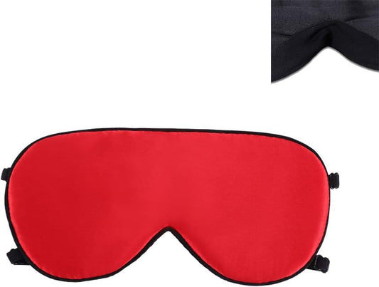 ALASKA BEAR Sleep Mask 2 Straps, Mulberry Silk, Twin Thin Elastic Bands Stay Put All Night, Super-Smooth Slim Eye Mask Two Adjustable Head Strings and Nose Baffle(Red)