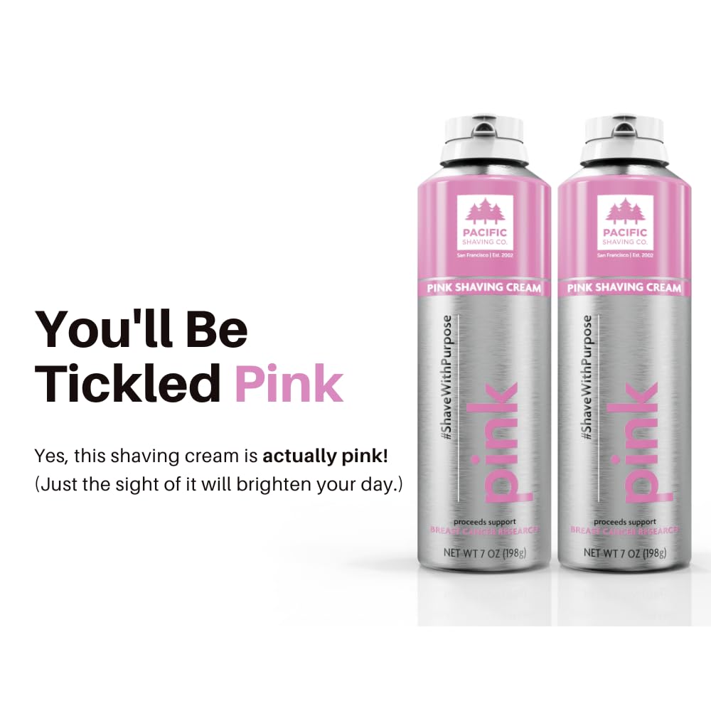 Pacific Shaving Company Pink Shaving Cream - Foaming Colorful Shaving Cream - Hydrating, Redness Reducing + Irritation Free Shave Cream (7 Oz)