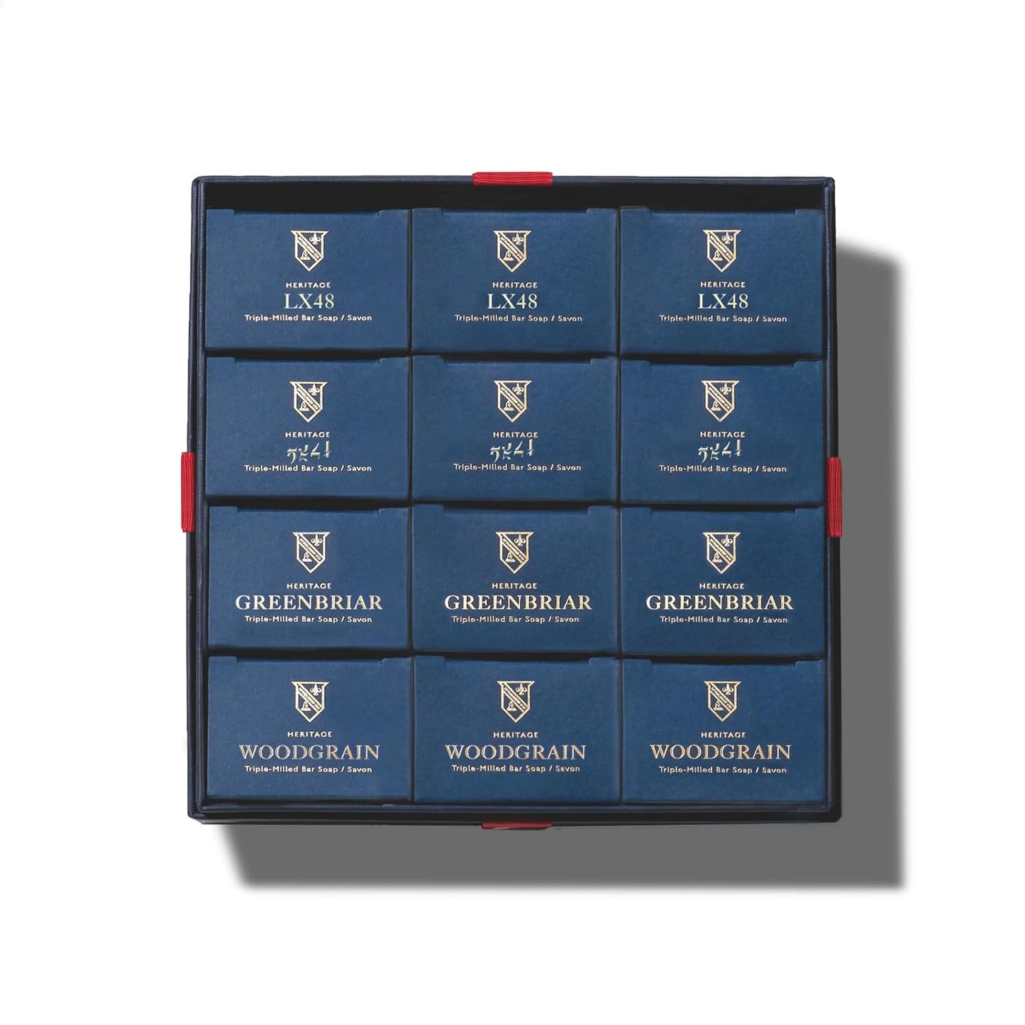 Caswell-Massey Natural Bar Soap for Men, Moisturizing Body Soap Bar for All Skin Types, Made with Essential Oils & Plant-Based Formula for Soft Skin, 4 Heritage Scents, 12 Bars x 5.8 oz Gift Set