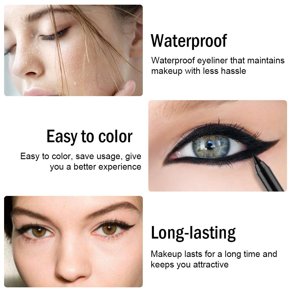 evpct Black Eyeliner Pencils for Eyes, Black Colored Eye Liner Pencil Pen Makeup Waterproof Smudge Proof, Colored Gel Waterline Eyeliner Liquid, Face Eye Paint Stick Lipstick Halloween Makeup 01