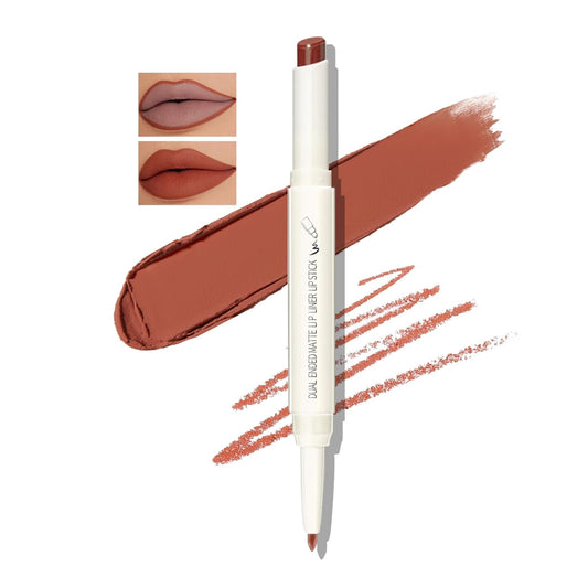 Boobeen Double-ended Lipstick Lip Liner Makeup Velvet Lipgloss Lipstick, Creamy Lip Pencil for Women Matte Long-lasting Matte Satin Finish, Nourishing and Non-fading