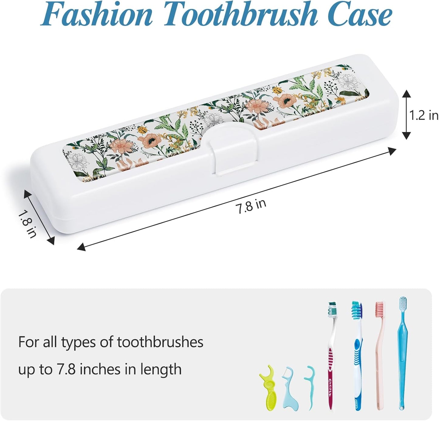 Toothbrush Travel Case - Colorful Pattern, Holder and Covers for Toothbrushes, Includes Tongue Scraper Case
