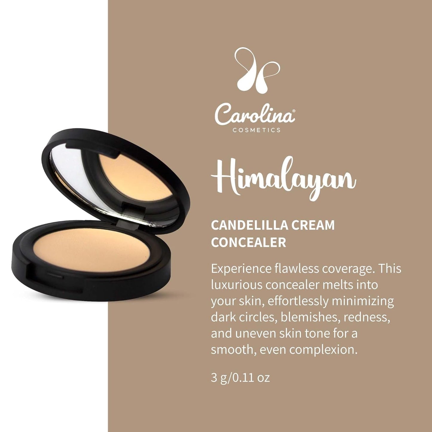 Candelilla Cream Concealer in Himalayan Color - Vegan, Non-GMO - Minimizes Dark Circles, Blemishes & Uneven Skin Tone - 0.11 oz