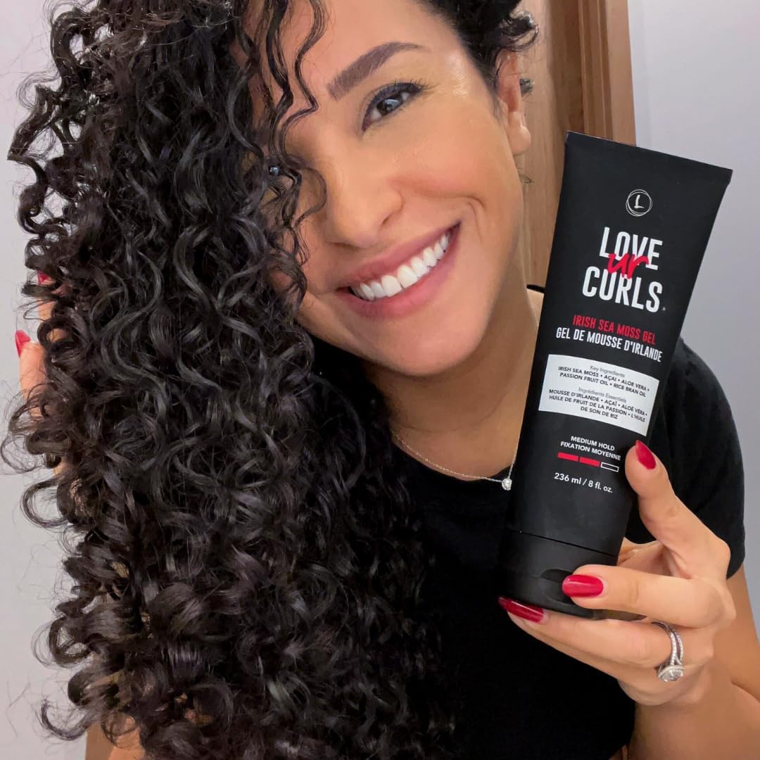 Love Ur Curls - Irish Sea Moss Hair Gel 2 Pack, Medium Hold Hair Styling Curling Gel for Defined Curly Hair, Waves & Coils, Vegan, Cruelty Free