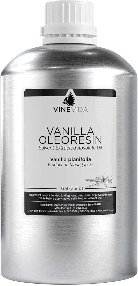 VINEVIDA Vanilla Oleoresin Essential Oil - Gallon Undiluted Vanilla Oil Bulk for Soap Making, Candle Scents, DIY Projects - 8 lbs