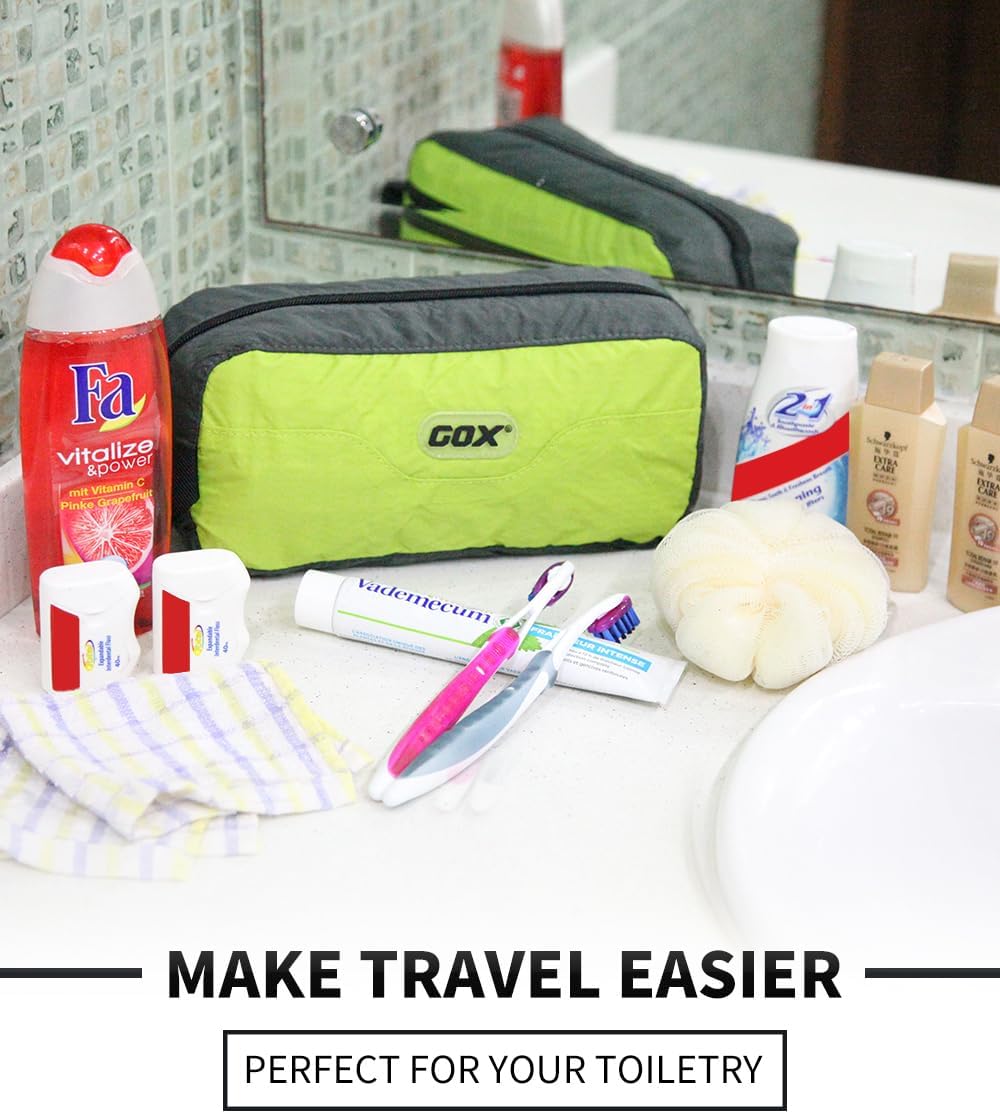 GOX Travel Toiletry Bag Dopp Kit Case Small Zippered Bag Pouch for Women(Green)