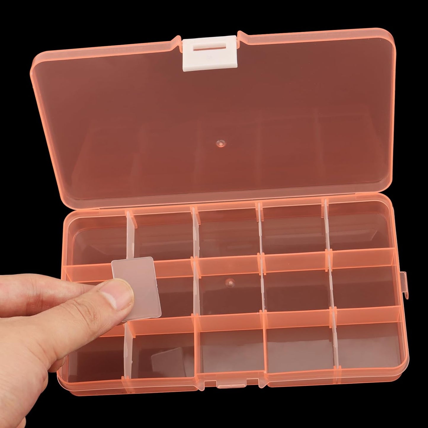 KINJOEK 32 Pack 15 Grids Plastic Bead Organizer Bulk Containers Storage, Adjustable Divider Diamond Jewelry Craft Painting Storage Case, Colors Small Fishing Tackle Box for Sewing Cross