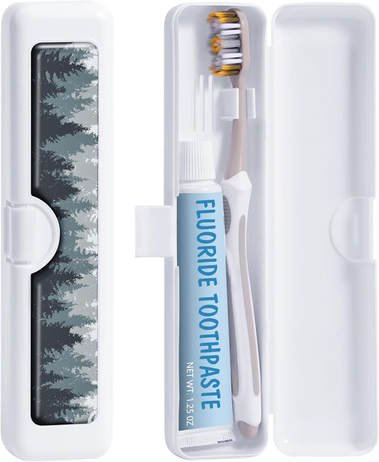 Toothbrush Travel Case - Colorful Pattern, Holder and Covers for Toothbrushes, Includes Tongue Scraper Case