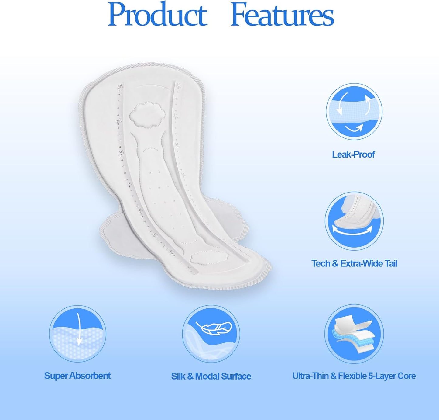 MODAL Pads for Women, Unscented Daily Thin Sanitary Pads for Period with Wings, 11.4 Inch(290 mm), Large, 24 Count