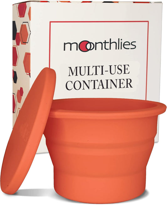 Menstrual Cup Sterilizer, Period Disc Cleaner, Period Cup or Menstrual Disk Travel Wash Case, Multi-Use Shaker for Cleaning or Storage Container, Reusable Menstral Sanitizer (Coral)