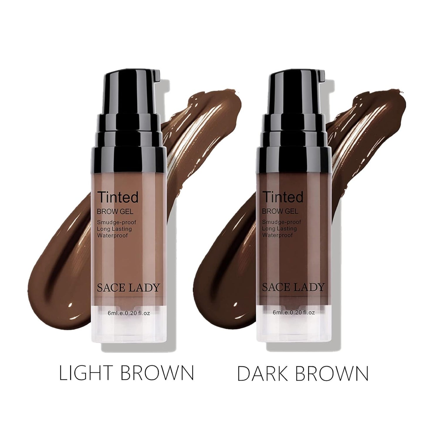 2 Colors Long Lasting Eyebrow Gel Set with Eyebrow Brushes for Waterproof Eyebrow Makeup, Eyebrow Tint Corrector Kit, Intense Brow Color Wax Cream, 2 * 6ml/0.20Fl Oz