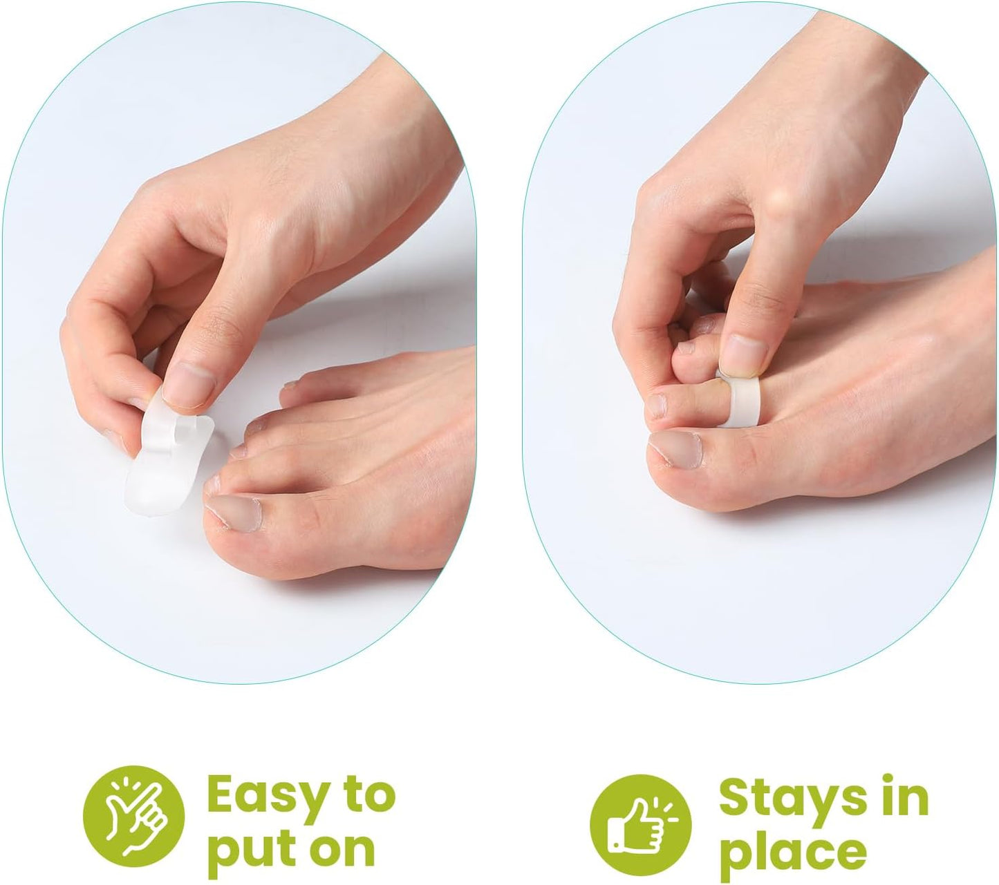 Bukihome Hammertoe Corrector Gel Toe Straighteners - 12 pcs Support Crest for Women & Men - Realign Bent, Crooked, Curled, Claw, Hammer Toes - White,Single Loop