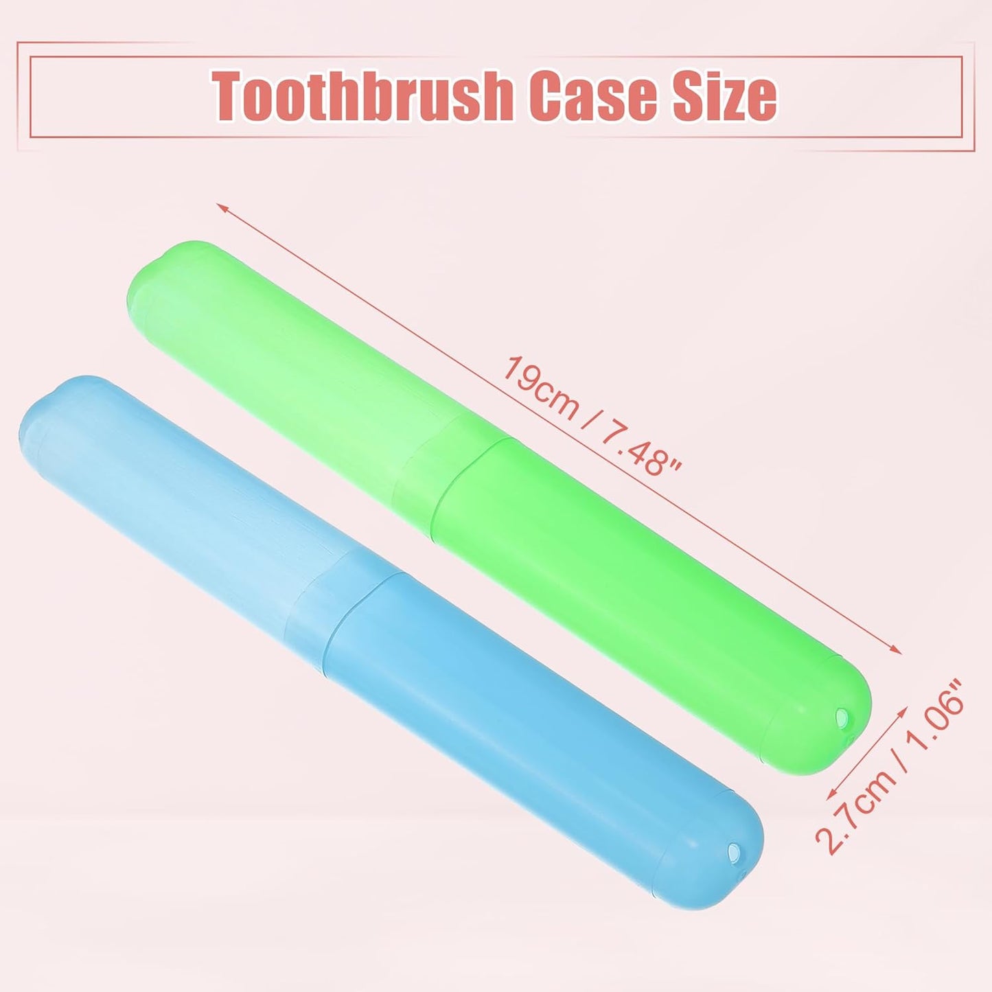 VOCOSTE 2 Pcs, Toothbrush Travel Case, Plastic, Lightweight Traveling Toothbrush Holders Case, for Travel Business, Blue Green, 7.48"x1.06"