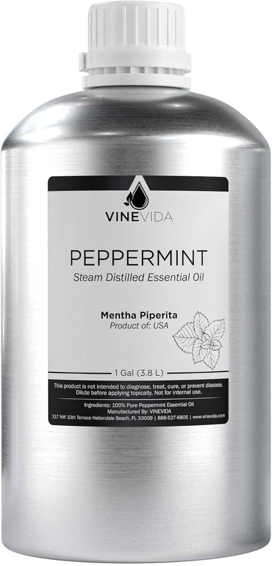 VINEVIDA Peppermint Essential Oil - Gallon Peppermint Oil Undiluted - Bulk Gallon Essential Oil for Soap Making & Candle Scents - 8 lbs
