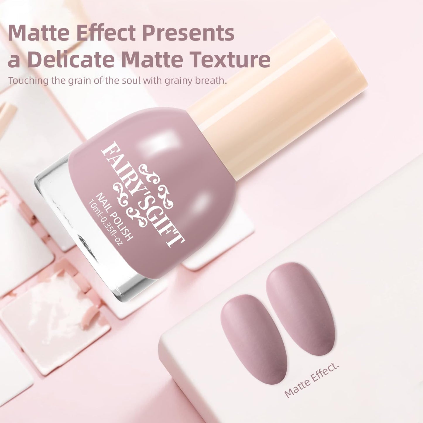 Matte Nail Polish Quick Dry Nail Lacquer for Nail Art Varnish, Mist Effect Matte Finish Velvet Nail Polish, 0.35 fl oz (Soft Brown-01, 10 ML)