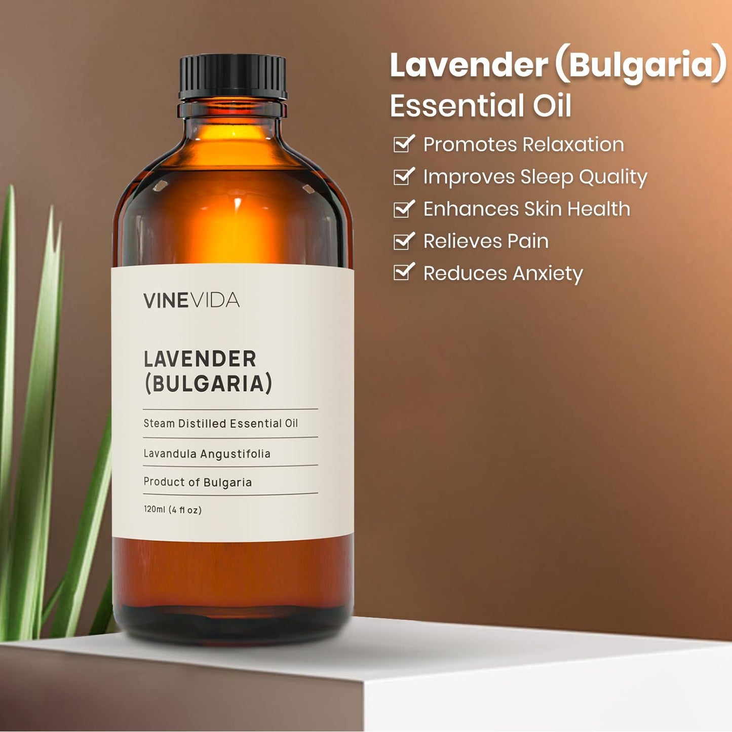 VINEVIDA Lavender Essential Oil 4 oz - Undiluted Lavender Oil - DIY Candle Scents for Candlemaking - Bulk Essential Oil for Soap Making Safe for Skin
