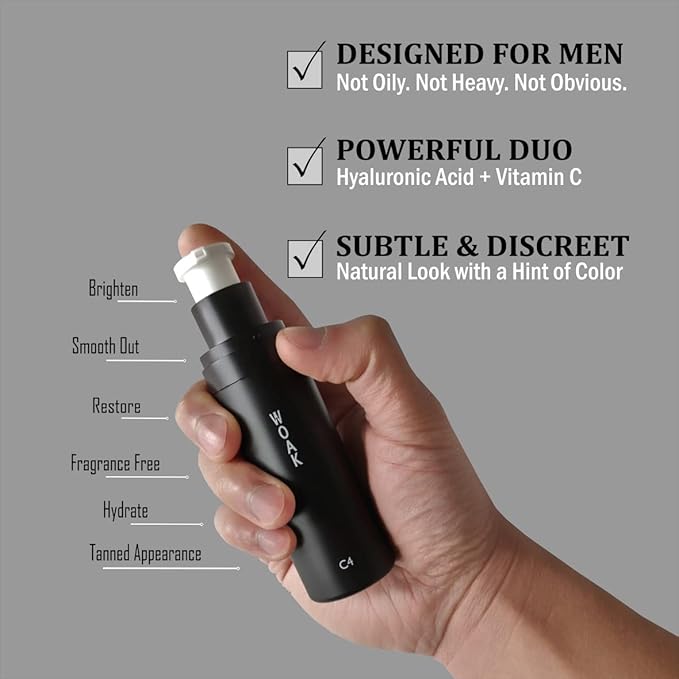 WOAK C4 – Men's Tinted Moisturizer BB CC Cream Foundation – Color Correcting Camo Complex – Hybrid Skin Care (Light)