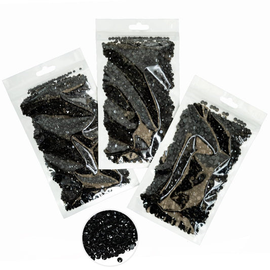 16000PCS Pure Black Resin Rhinestones for Crafting 3mm 4mm 5mm Flatback Jelly Stones Bulk SS10 SS16 SS20 Diamonds Gems Charms for Nails Face Eyes Makeup Tumblers Bottles Crafts Clothes Shoes
