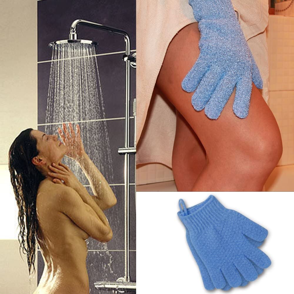Evridwear Exfoliating Glove for Shower Man and Women, Dual Texture Bath Body Scrub Gloves Dead Skin Cell Remover forHome Spa, Massage,with Hanging Loop (1 Pair Moderate)