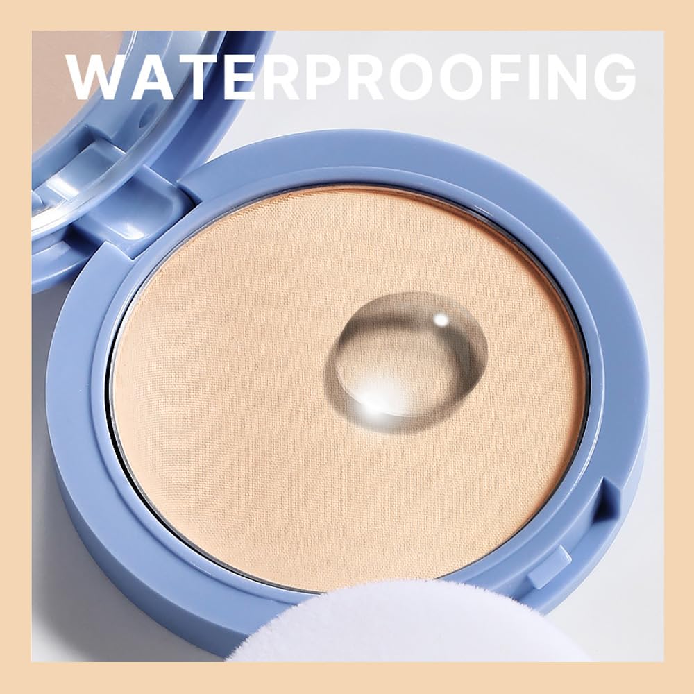 Oil Control Matte Perfection Face Powder Compact For Women, Matte Smooth Flawless Setting Powder Makeup, Polvo Compacto De Maquillaje, Waterproof Long Lasting, 0.35Oz (02 Natural Beige)