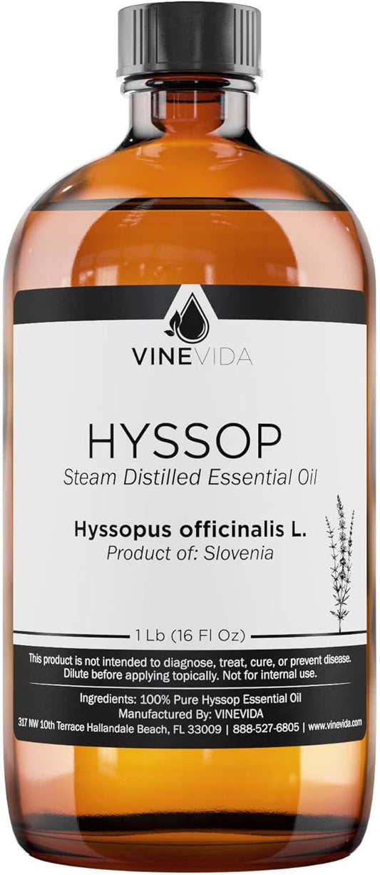 VINEVIDA Hyssop Essential Oil 16 oz - Undiluted, DIY Candle Scents, Bulk for Soap Making