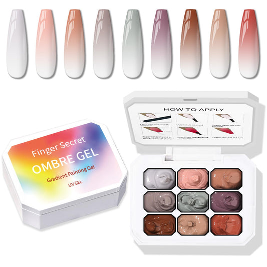 Sponge Pat Paint Nail Gel, 9 Colors Ombre Nails Gradient Gel Nail Blush Blooming Aura Nails Drawing Stripper Floral Painting Nail Art, No Wipe, UV/LED Curing (9 Colors G)