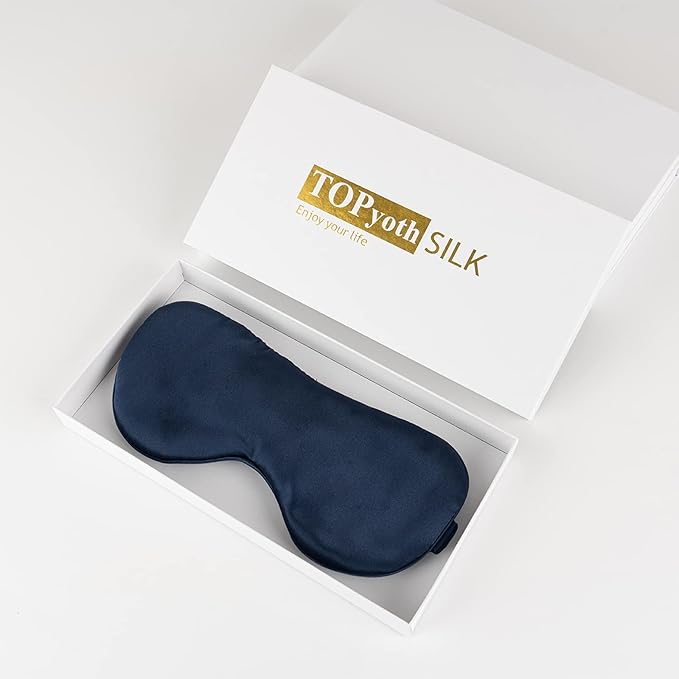 Silk Sleep Mask - 22 Momme Pure Natural 100% Mulberry,Silk Eye Mask for Night Sleeping,Travel, (Purplish Blue)