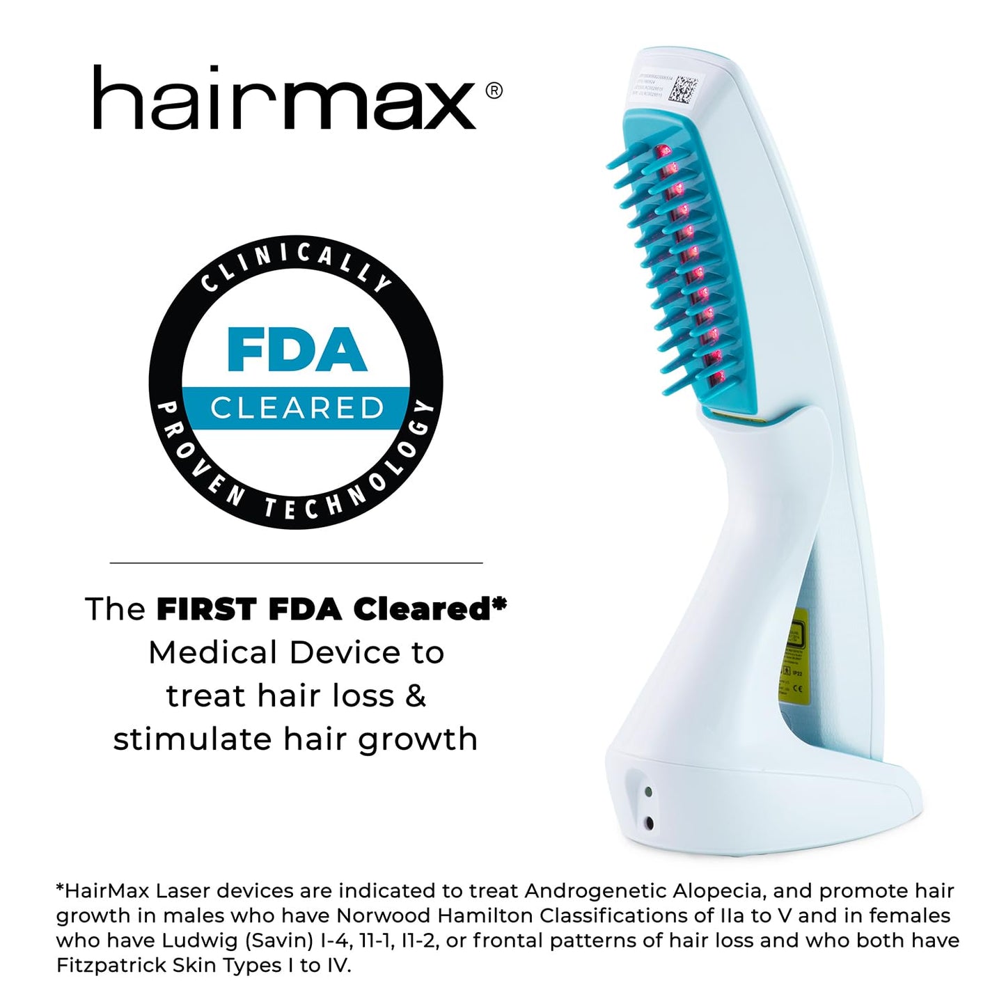 Hairmax Ultima 12 Classic LaserComb- (FDA Cleared) Laser Hair Regrowth Treatment Device for Men & Women - Reverses Thinning Hair Loss - Red Light Therapy to Stimulate Hair Growth - Cordless Design