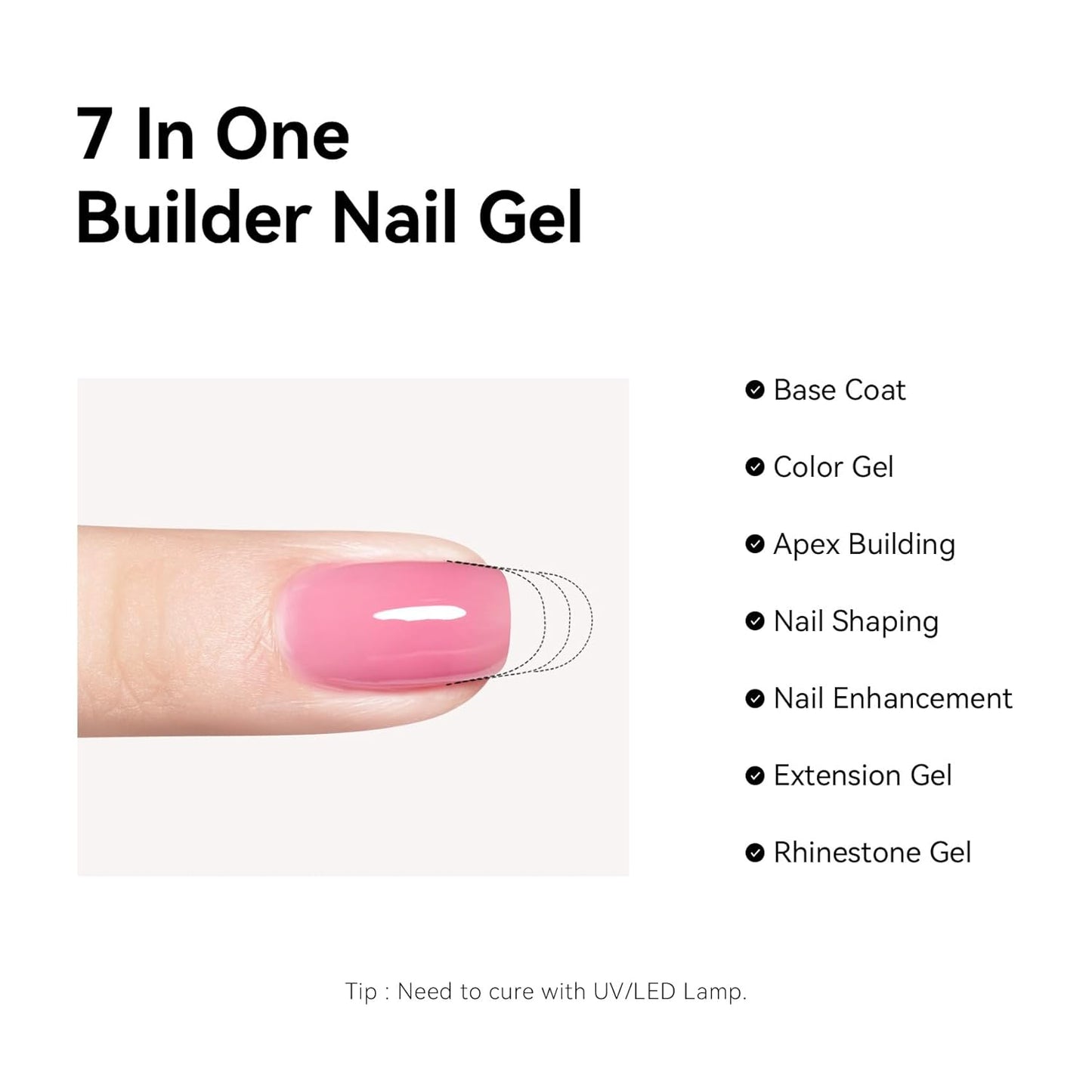 MAYCHAO Clearly Pink Builder Gel for Nails, 15ml Nail Strengthener in a Bottle, Nail Extension Hard Gel, Soak Off Long Lasting UV Light Cure