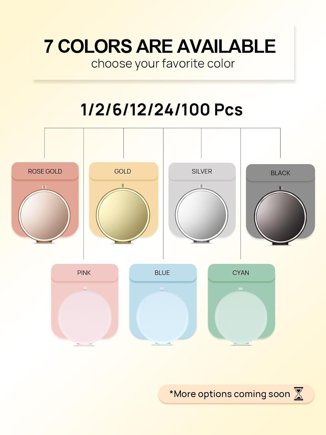 Compact Mirror for Purse, Double-Sided 1X/2X Magnifying Metal Pocket Makeup Mirrors(Round,Gold)