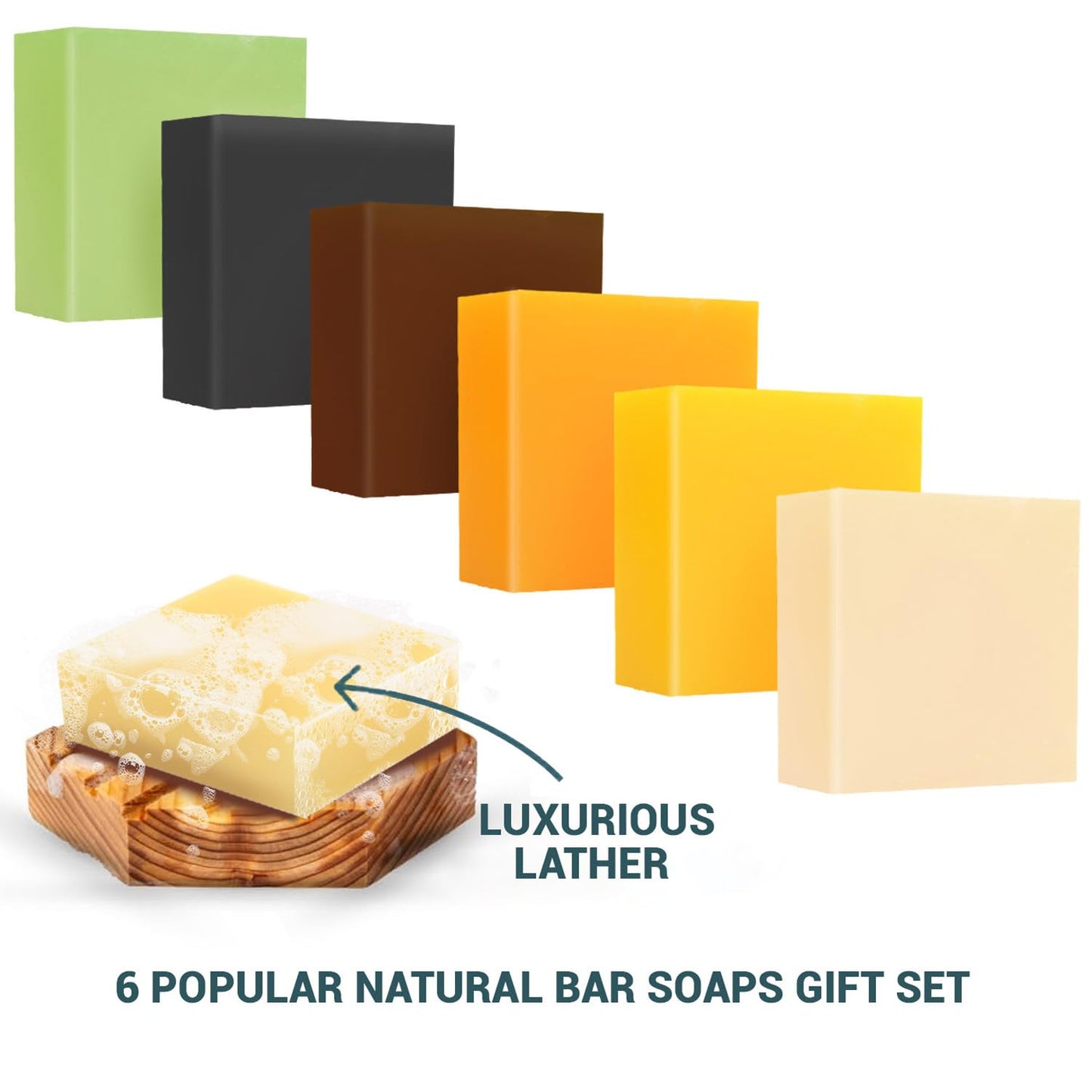 Rinse & Robust Mens Bar Soap Set 6Pcs Handmade Natural Soap Bar Gift for Men, Cleansing, Moisturizing & Exfoliating Soap for Body & Hands All Skin Types | 6 Scents | 5.3 oz of 6 Bars