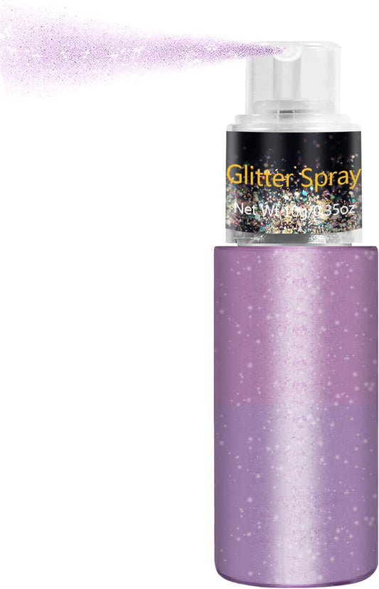 Hair and Body Glitter Spray, Holographic Glitter Highlighter Powder, Face Body Clothes Shiny Glitter, Loose Shimmer Hairspray Festival Rave Prom Accessories, 10g (05# Purple)