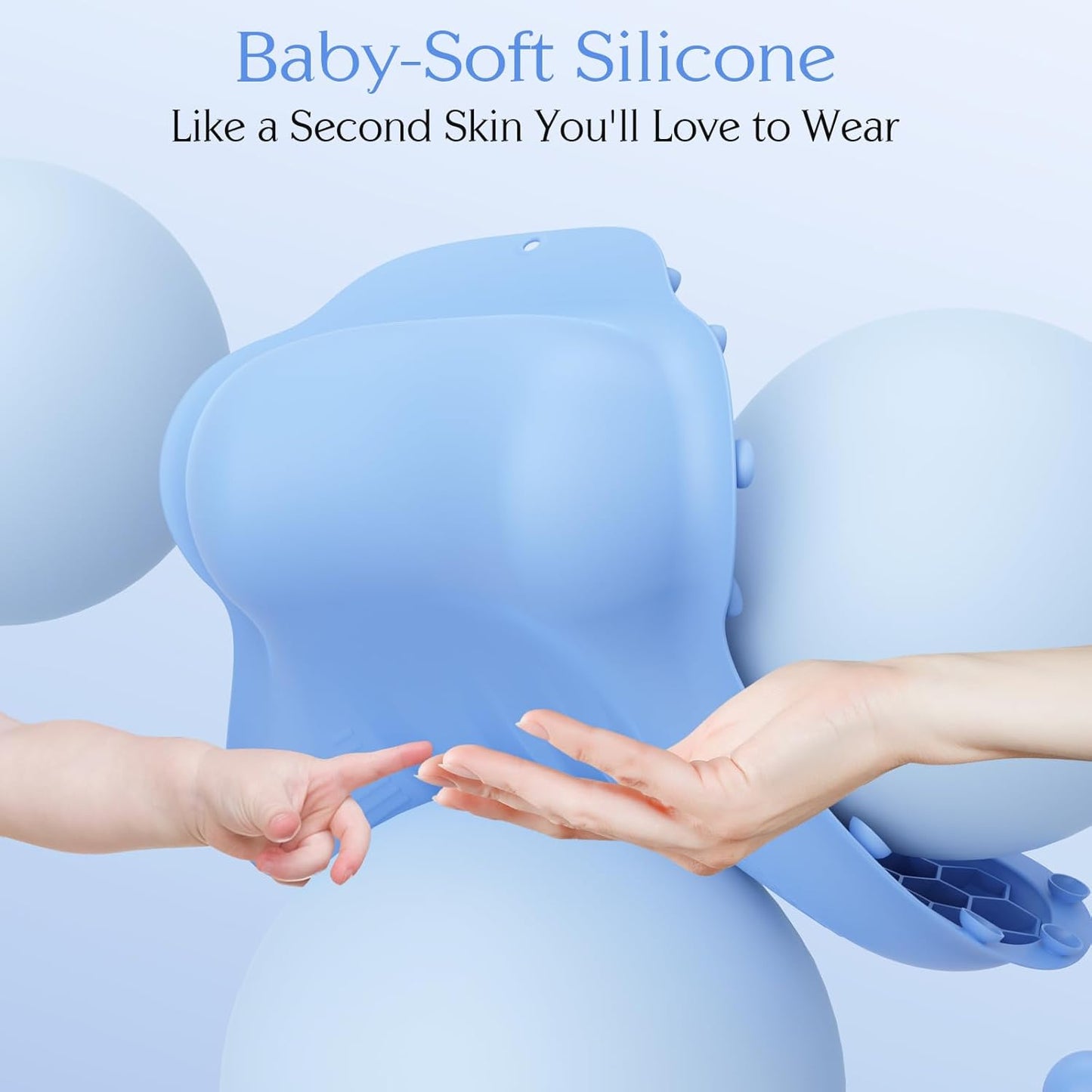 Silicone Bath Pillow, New Material Bath Pillows for Tub Head Neck and Back Support, Bath Tub Pillow with 4D Press Inflatable Airbag and Non-Slip Strong Suction Cups, Quick-Drying, Easy to Store, Blue