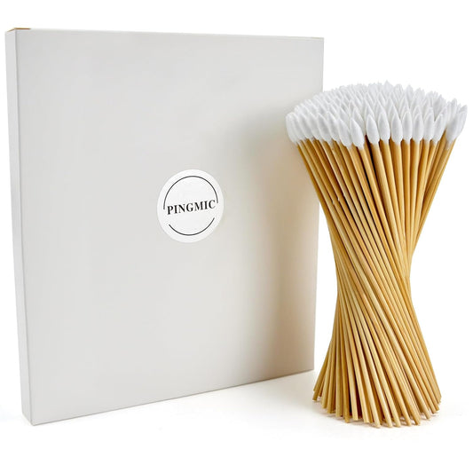 200 PCS 6-Inch Precision Gun Cleaning Swabs - Lint-Free Bamboo-Handle Cotton Swabs for Gun Cleaning, Makeup & Electronics