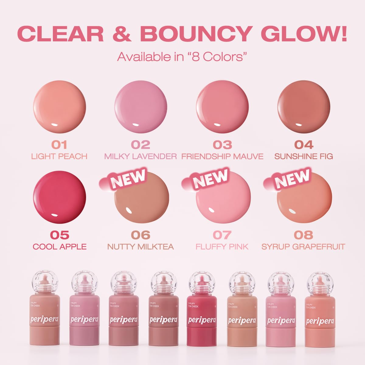 PERIPERA SYRUPY TOK CHEEK 5 Colors, Liquid Blush, Dewy Finish and Hydrates All day, Soft Velvet Texture Face Cheek Tint (05 COOL APPLE, One Size)