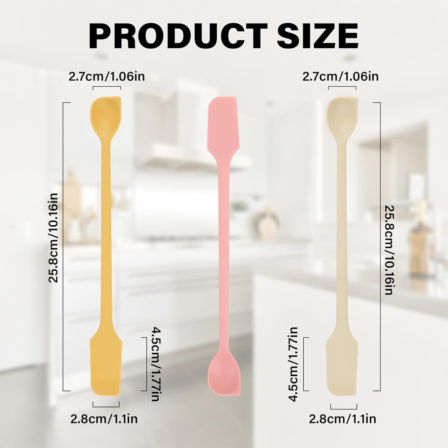 Silicone Jar Scraper Set of 4, Double-Headed, 10.2-Inch, Mini Spatula & Spoon for Jam Jars & Makeup