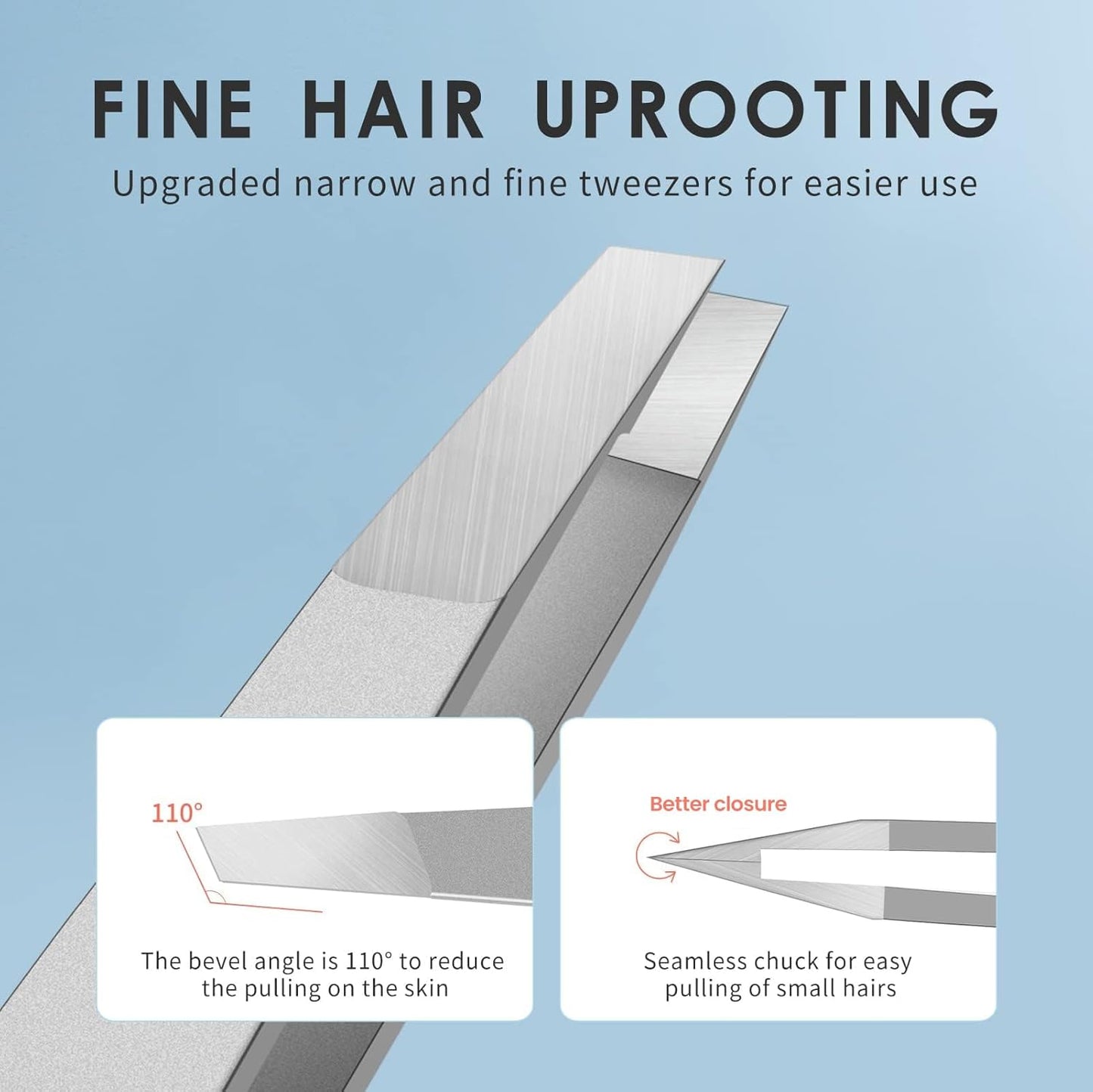 Eyebrow Hair Removal Tweezers, Slant Tweezer Handmade Professional Eyebrow Facial & Hair Remover Better closure Stainless Steel