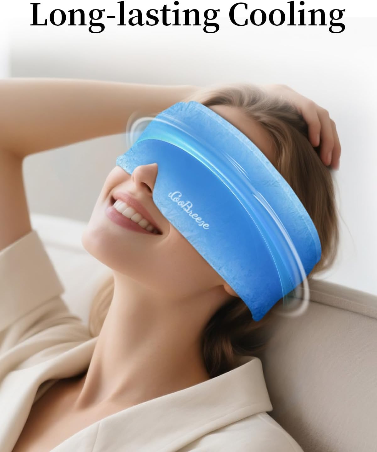 Cooling Eye Mask for Puffy Eyes, Headache and Migraine Relief Gel Eye Mask, for Headache, Puffiness, Eye Strain, Sinusitis & Post-Surgery Care – Large Soft Reusable Cold Eye Compress, Deep Blue