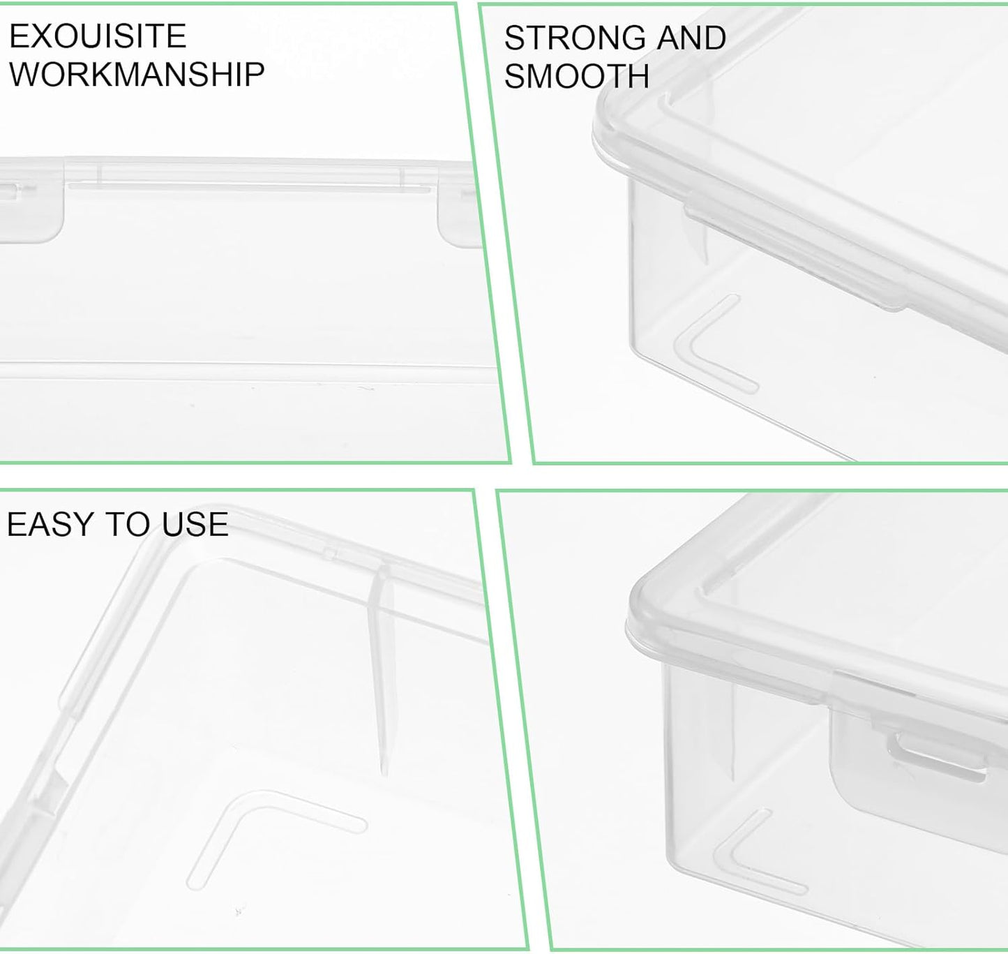 6 Pcs 7'' x 9'' x 2'' Plastic Storage Box with Lid Multipurpose Craft Organizers Plastic Containers Clear Pencil Case Art Satchel Storage Case for Beads Ornaments Crafts Accessories