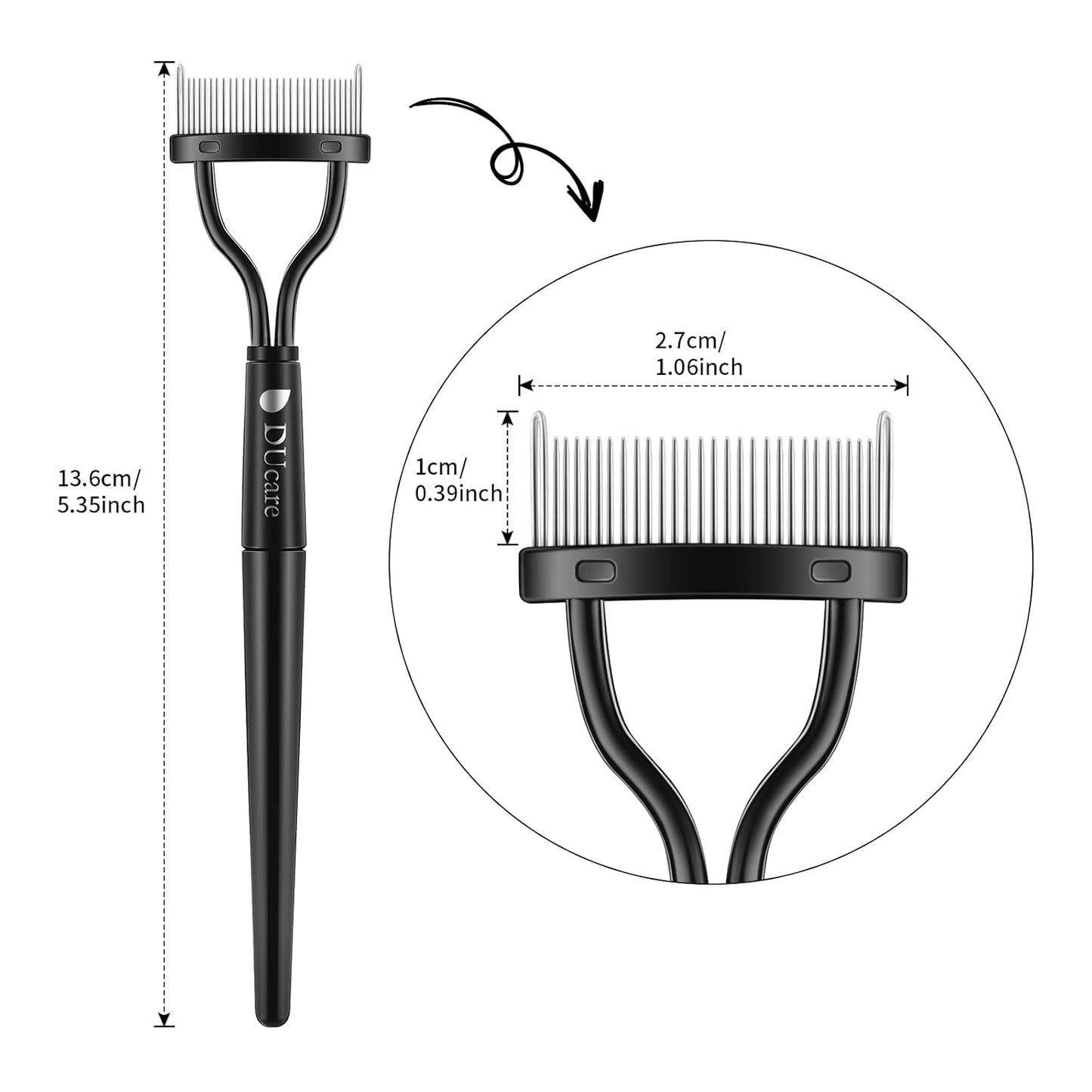Eyelash Comb Eyebrow Brush DUcare Eyelash Separator Mascara Applicator Eyelash Definer With Comb Cover Arc Designed Cosmetic Brushes Tool Black