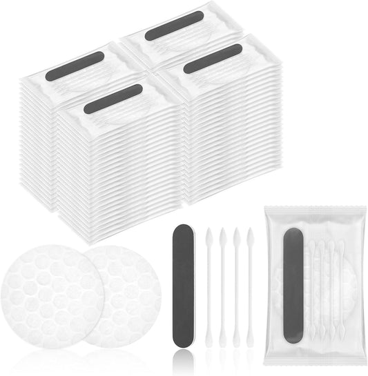 Hotel Vanity Kit Individually Wrapped Bulk Travel Cleaning Kit for Hotels Disposable Travel Size Hotel Hospitality Supplies Hygiene Kits for Homeless in Bulk Round Cotton (200)