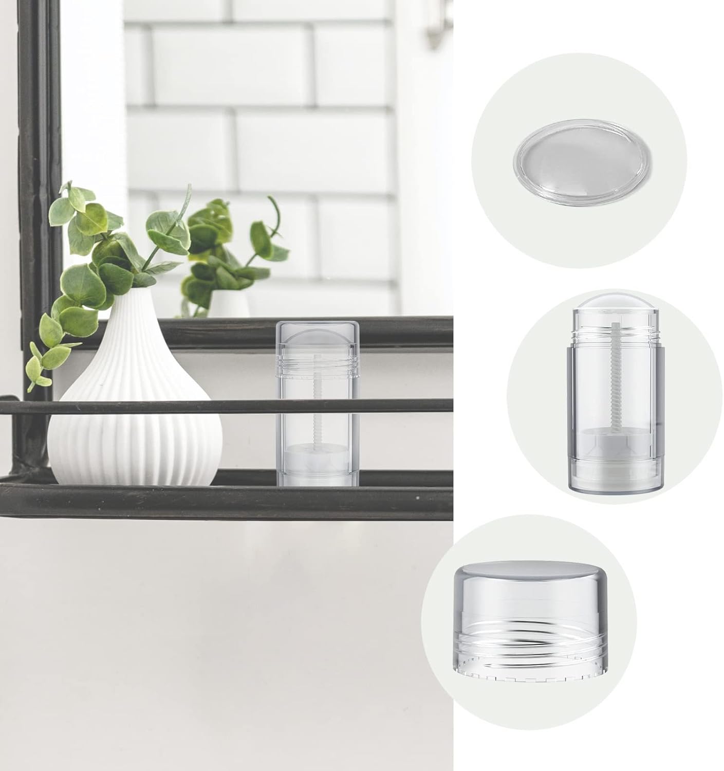 Tekson 2.5oz Empty Refillable Deodorant Containers, 3PCS Twist-UP Containers Tubes, Empty Balm Travel for Lotion Stick(Clear)