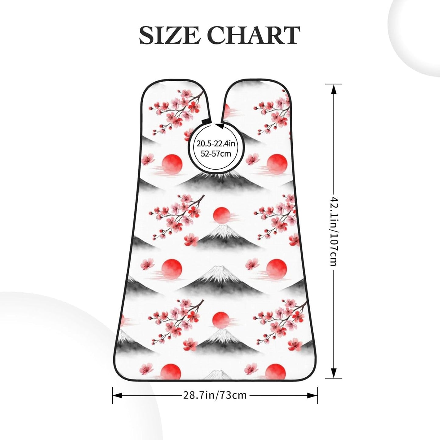 Men's Shaving Accessory Japanese Blossom Watercolor Cherry Flower Mountain, Waterproof Beard Apron with Hair Catcher & Suction Cups