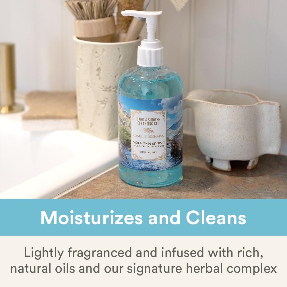 Camille Beckman Hand and Shower Cleansing Gel, Mountain Spring, 13 Ounce